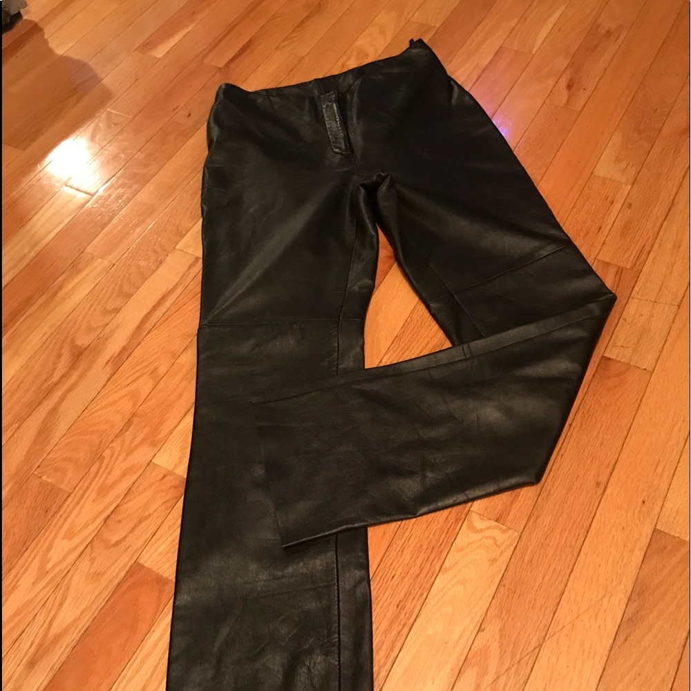 Black Leather Pants (Bebe) size 6/31”inseam